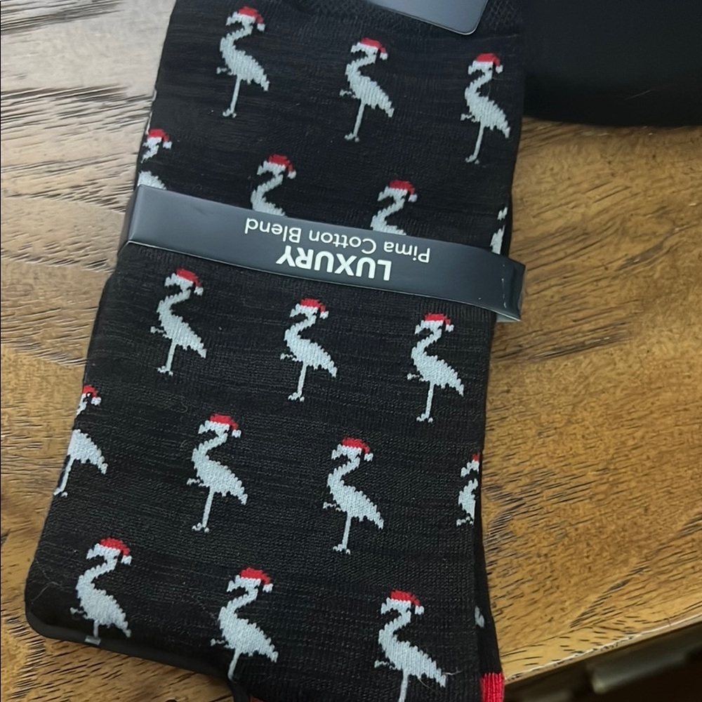Luxurx Black Socks with Crane Design